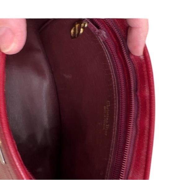Christian Dior Vintage Shoulder Bag Red Leather purse as is - Picture 12 of 13